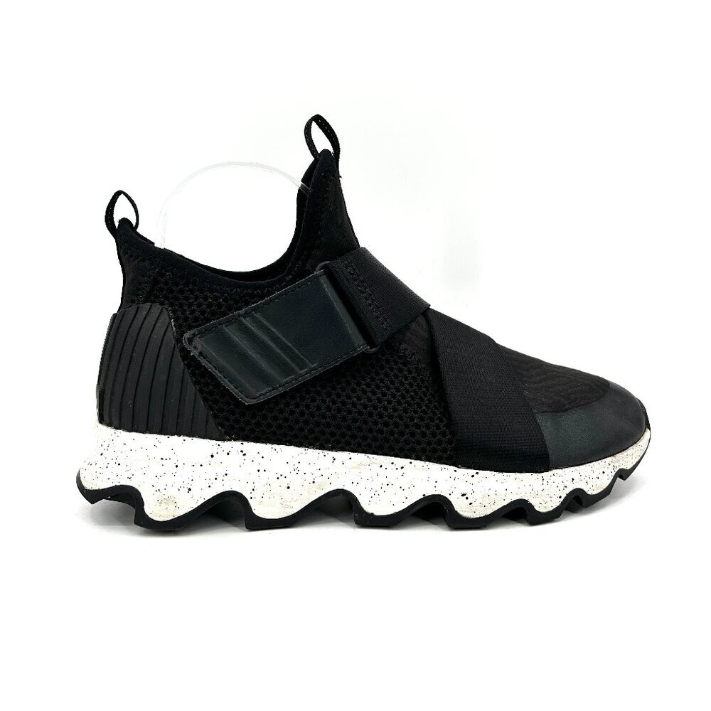 SOREL Women's Kinetic Sneak Laceless Sneakers Black White Sea Salt Size 7.5